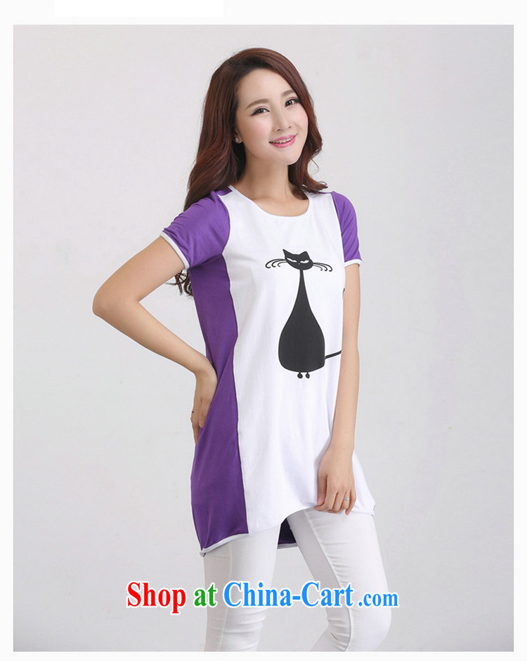 Hi Princess slave XL female, generation, cotton T shirt loose minimalist stitching color black cat pattern shirt D 50,119 purple large code 4 XL pictures, price, brand platters! Elections are good character, the national distribution, so why buy now enjoy more preferential! Health