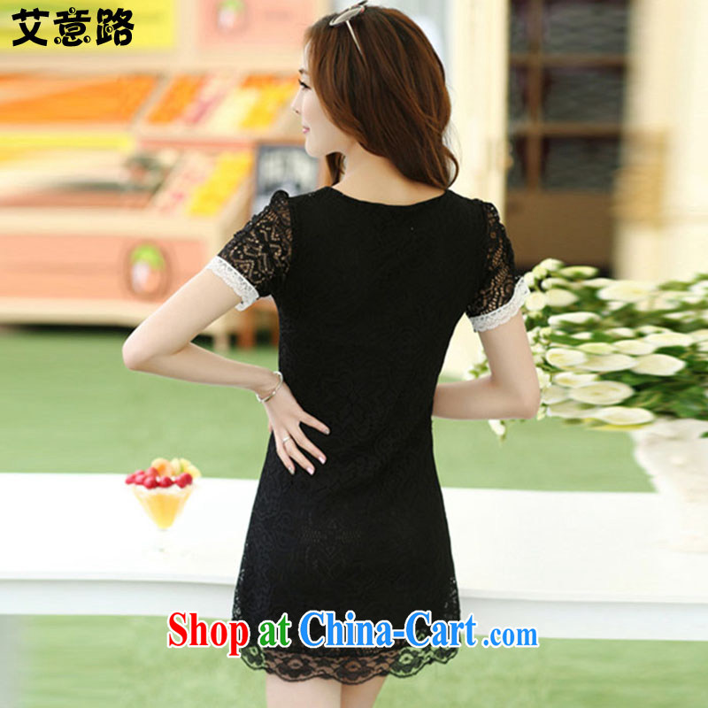 The intended way summer new dresses video thin doll collar lace short sleeve solid larger women 8001 black XXXL, the intended route, shopping on the Internet