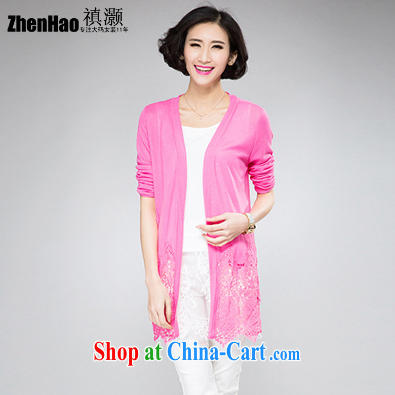 禛 collective counters are for 2015 spring and summer new, larger female thick mm sister and indeed increase Korean video thin long-sleeved lace thin cardigan sunscreen Air Conditioning T-shirt is the red 4 XL (suitable for weight 180 jack), 禛 collective, shopping on the Internet