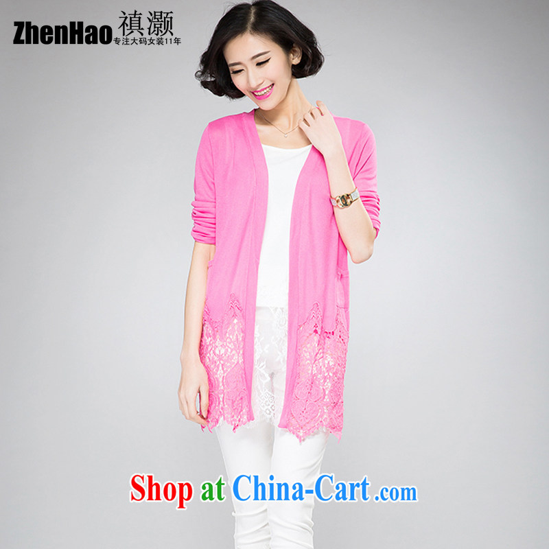 禛 collective counters are for 2015 spring and summer new, larger female thick mm sister and indeed increase Korean video thin long-sleeved lace thin cardigan sunscreen Air Conditioning T-shirt is the red 4 XL (suitable for weight 180 jack), 禛 collective, shopping on the Internet