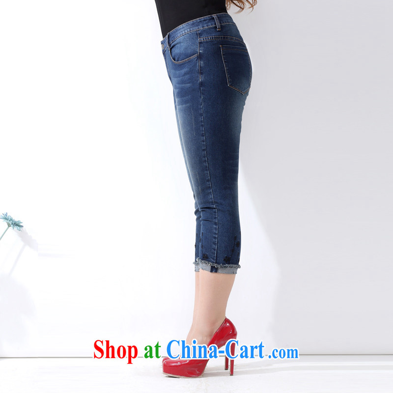 the more Treasure summer 2015 new thick MM larger women Korean version 100 ground graphics thin embroidered jeans 7 pants K 631 blue 36, the multi-po, Miss CHOY So-yuk (CAIDOBLE), online shopping