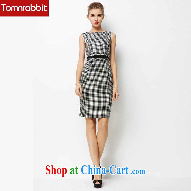 Europe Tomnrabbit big OL large female temperament tartan dresses summer fat wife and the fat summer short-sleeve 3 XL, Tomnrabbit, shopping on the Internet