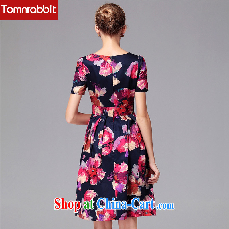 America and Europe Tomnrabbit high-end Big Women mm thick beauty graphics thin trend has stamp duty knee large code dress short-sleeved 3XL, Tomnrabbit, shopping on the Internet
