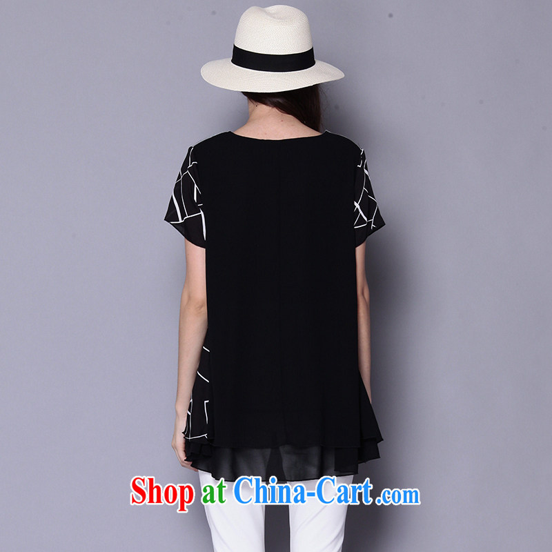Connie's dream in Europe and America, the female summer 2015 new emphasis on MM stylish stitching, long, loose short-sleeve T-shirt women T-shirt J 90 black XXXXXL, Connie dreams, and shopping on the Internet