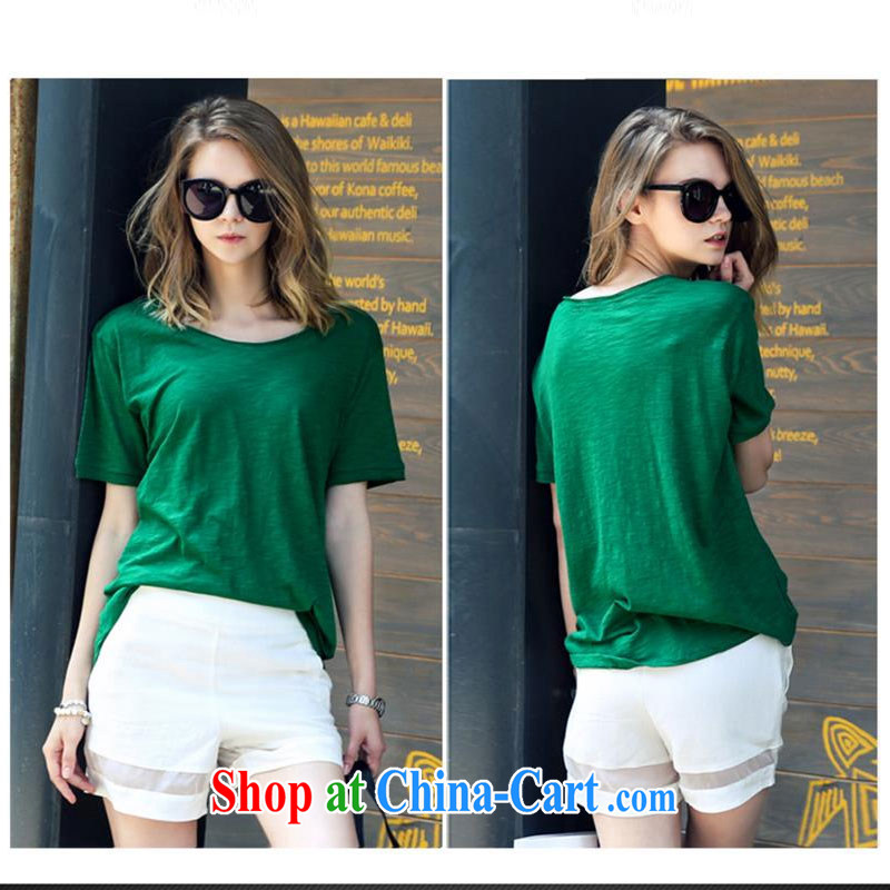 100 Of The 2015 code the girls video thin thick mm summer new stylish short-sleeve foreign trade and indeed increase shorts Sports Package is indeed MM mandatory! Green XXL, 100 well figure (BAIFUTU), shopping on the Internet