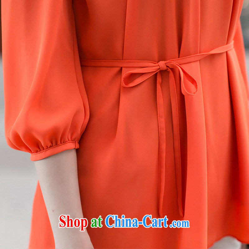 Elizabeth's Kosovo-care savoil 2015 new XL female loose round-collar 7 sub-cuff shirt T Snow woven shirts 5688 red-orange 4 XL de Kosovo (savoil), shopping on the Internet