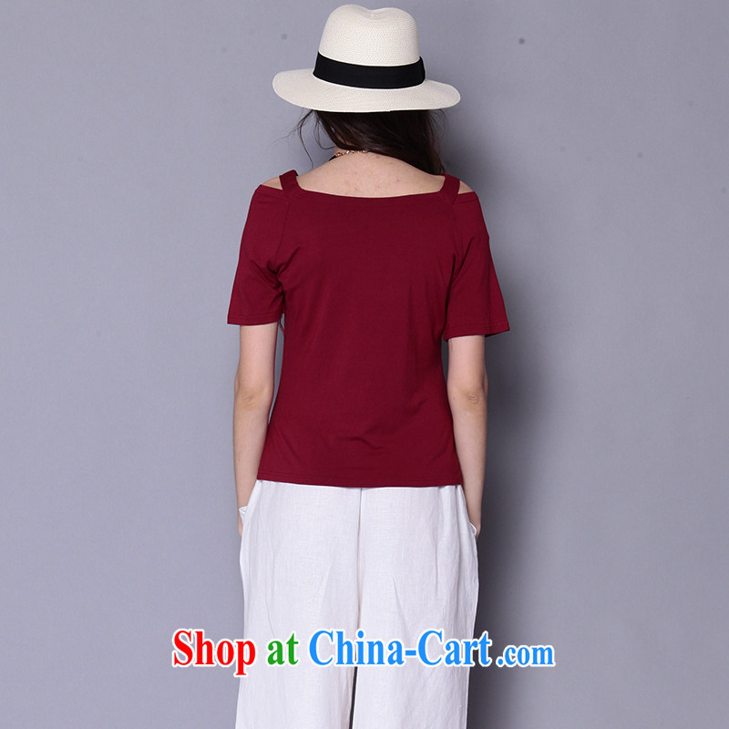 Connie's dream in Europe original larger female summer 2015 new, mm thick aura pure color beauty graphics thin short-sleeve T-shirt women T-shirt J 002 wine red XXXL, Connie dreams, and shopping on the Internet
