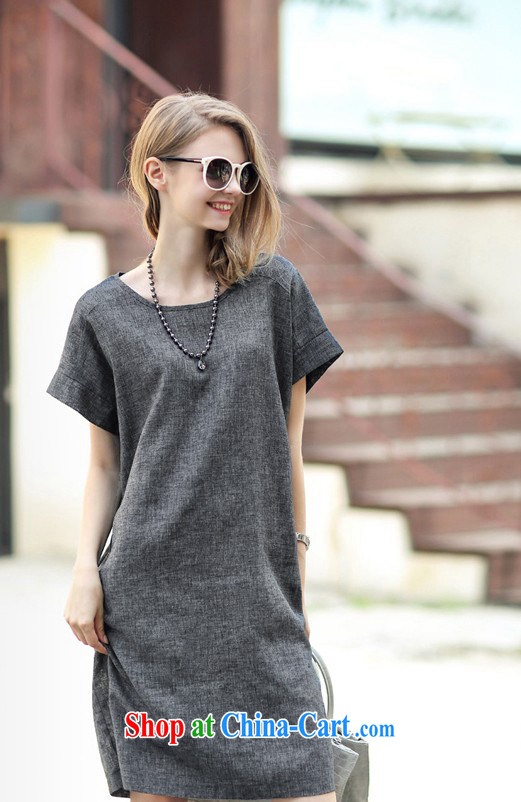 keun 苿 summer new European short-sleeved linen larger female dresses video thin cotton Ma Sau San skirt JW G 3032 558 gray XXL pictures, price, brand platters! Elections are good character, the national distribution, so why buy now enjoy more preferential! Health
