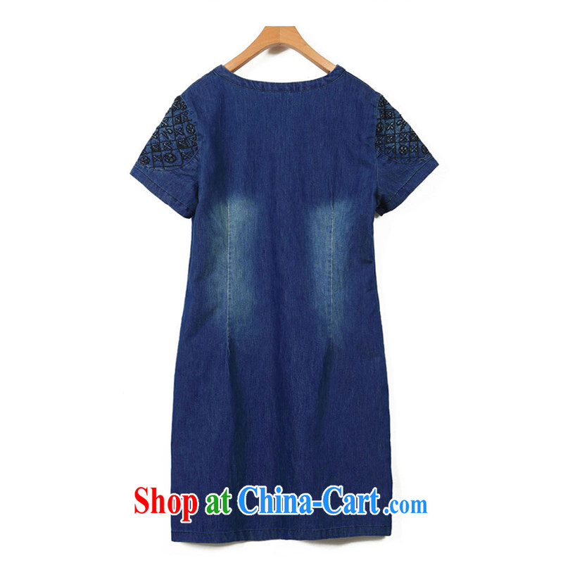 Tang year maximum code dress in Europe and America, new summer new loose video thin thin denim dress, long, short-sleeved denim blue/1933 XL 5 180 - 195 jack, Tang, and shopping on the Internet