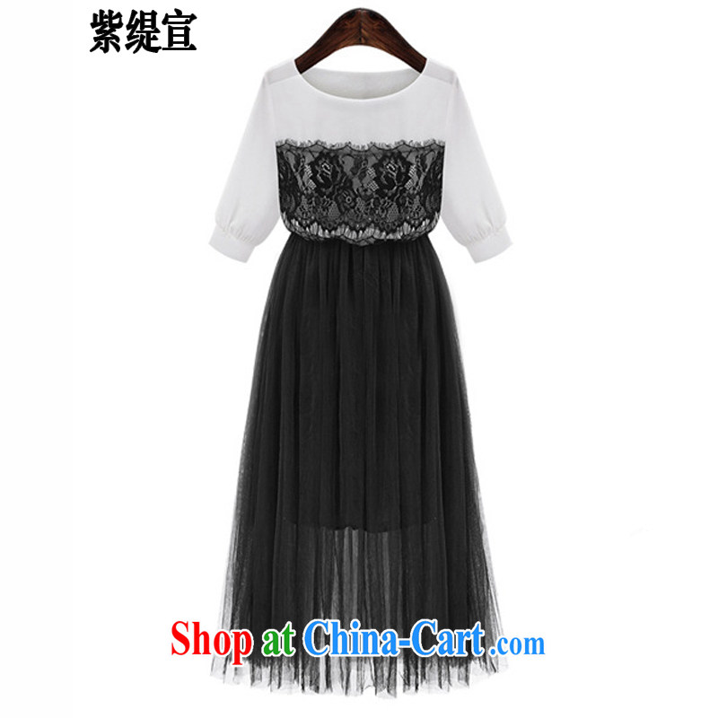 First economy summer sun in Europe and America, the female new lace long dress lace snow woven thick MM short-sleeved video slim skirt 1937_black skirt XL 3 150 - 165 Jack left and right