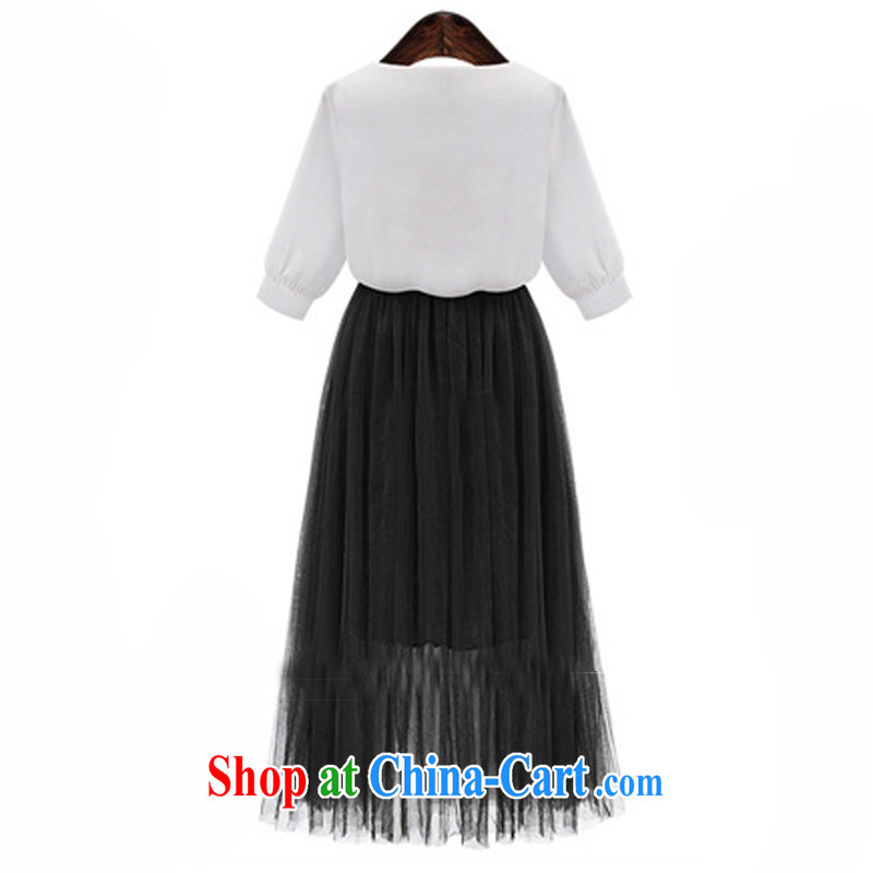 First economy summer sun in Europe and America, the female new lace long dress lace snow woven thick MM short-sleeved video slim skirt 1937/black-and-white skirt XL 3 150 - 165 Jack left and right, and first and foremost economic propaganda, online shopping