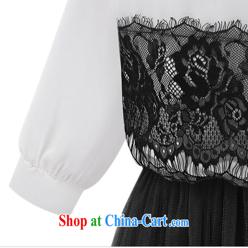 First economy summer sun in Europe and America, the female new lace long dress lace snow woven thick MM short-sleeved video slim skirt 1937/black-and-white skirt XL 3 150 - 165 Jack left and right, and first and foremost economic propaganda, online shopping