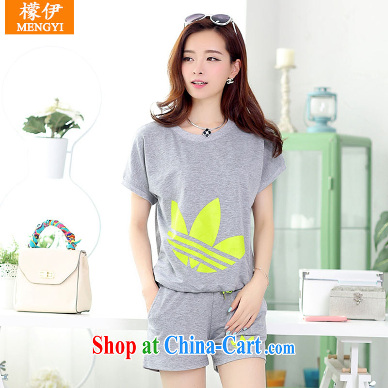 Was the 2015 summer short-sleeved shirt T 3 leaf D. tether shorts casual stylish two piece girls uniforms set light gray XXL, given the (Mengyi), shopping on the Internet