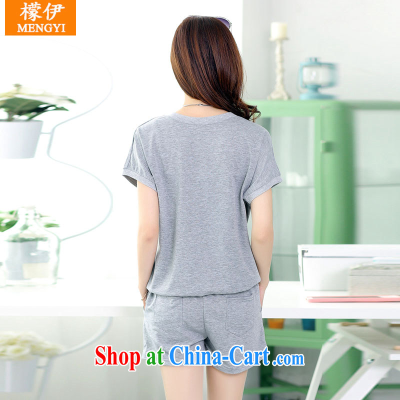 Was the 2015 summer short-sleeved shirt T 3 leaf D. tether shorts casual stylish two piece girls uniforms set light gray XXL, given the (Mengyi), shopping on the Internet