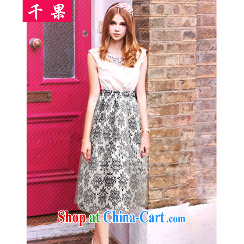 1000 if the load is increased, female 2015 summer New floral 100 hem skirt mm thick the root Sha graphics thin waist skirt Elastic waist long skirt 912 white 4XL, 1000 fruit (QIANGUO), shopping on the Internet