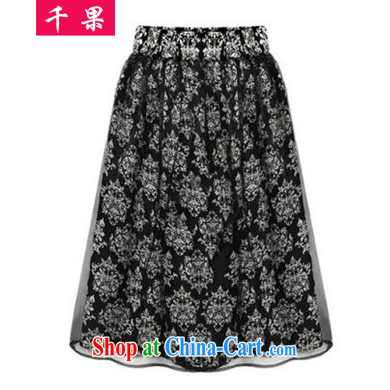1000 if the load is increased, female 2015 summer New floral 100 hem skirt mm thick the root Sha graphics thin waist skirt Elastic waist long skirt 912 white 4XL, 1000 fruit (QIANGUO), shopping on the Internet