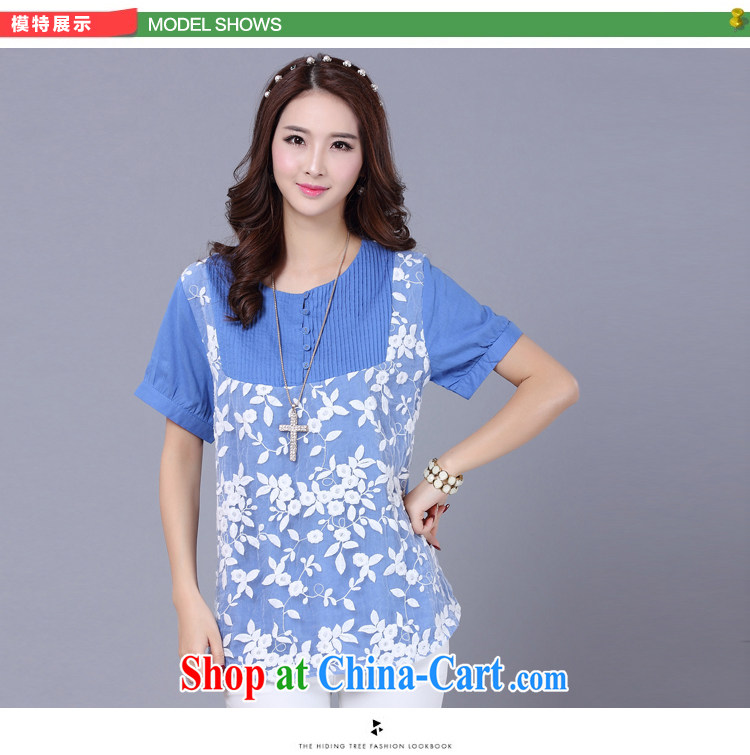 Morning would be 2015 summer new Korea and indeed increase, female fat sister beauty graphics thin knocked color lace stitching lace cotton Ma T shirt T-shirt m White 5 XL pictures, price, brand platters! Elections are good character, the national distribution, so why buy now enjoy more preferential! Health