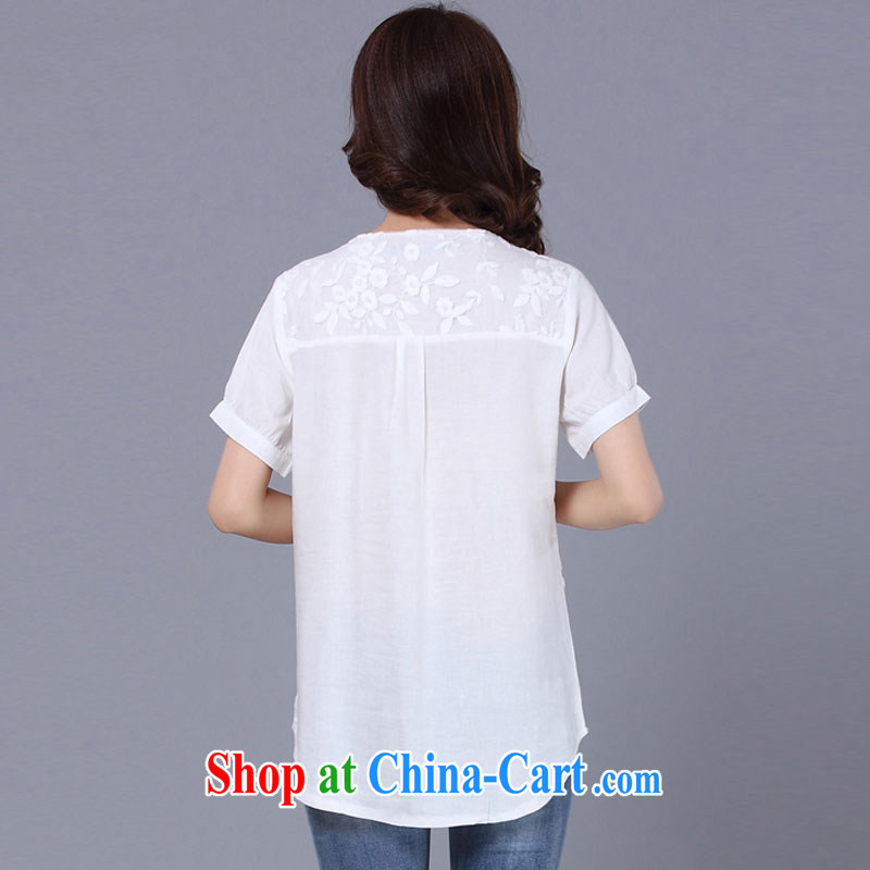 Morning would be 2015 summer new Korea and indeed increase, female fat sister beauty graphics thin knocked color lace stitching lace cotton Ma T shirt T-shirt m White 5 XL, morning, and shopping on the Internet