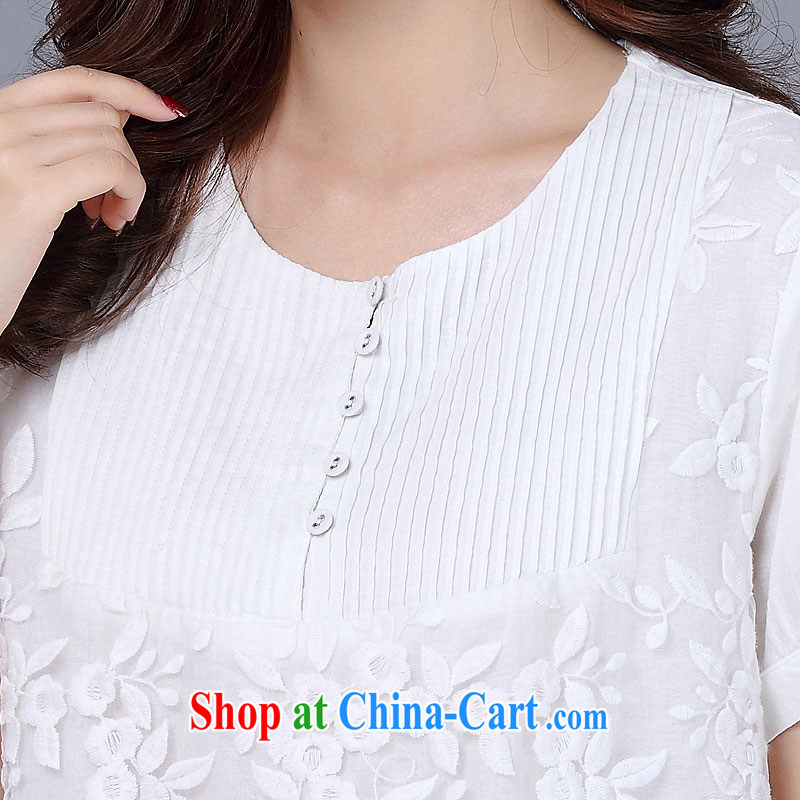 Morning would be 2015 summer new Korea and indeed increase, female fat sister beauty graphics thin knocked color lace stitching lace cotton Ma T shirt T-shirt m White 5 XL, morning, and shopping on the Internet