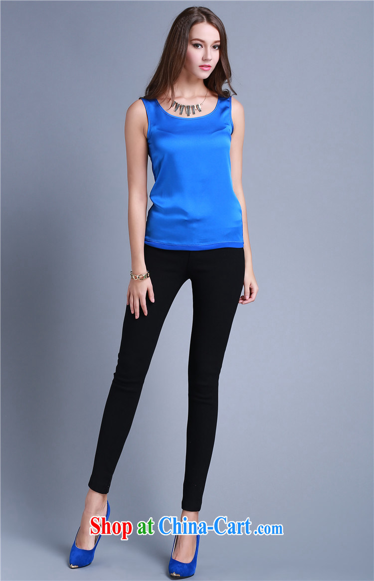 Special Summer 2015 New Silk girls sleeveless shirts T cultivating Web yarn stitching solid color round-collar vest jacket large, female T ground 100 solid color T dark blue L pictures, price, brand platters! Elections are good character, the national distribution, so why buy now enjoy more preferential! Health