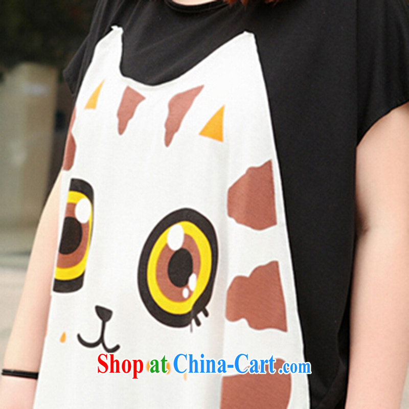 The Hearing 200 Jack the code t-shirts big cats face thick sister short-sleeve girls T-shirt 2015 summer loose video thin T shirt black apricot, code, the hearing (Anling), shopping on the Internet