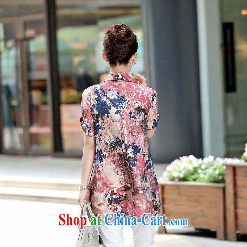 Sit back and relax, the year older women 2015 summer new Snow woven short sleeve loose stamp shirt large, mother load spring 538 ybl XXXL orchids, and relaxing, and, shopping on the Internet