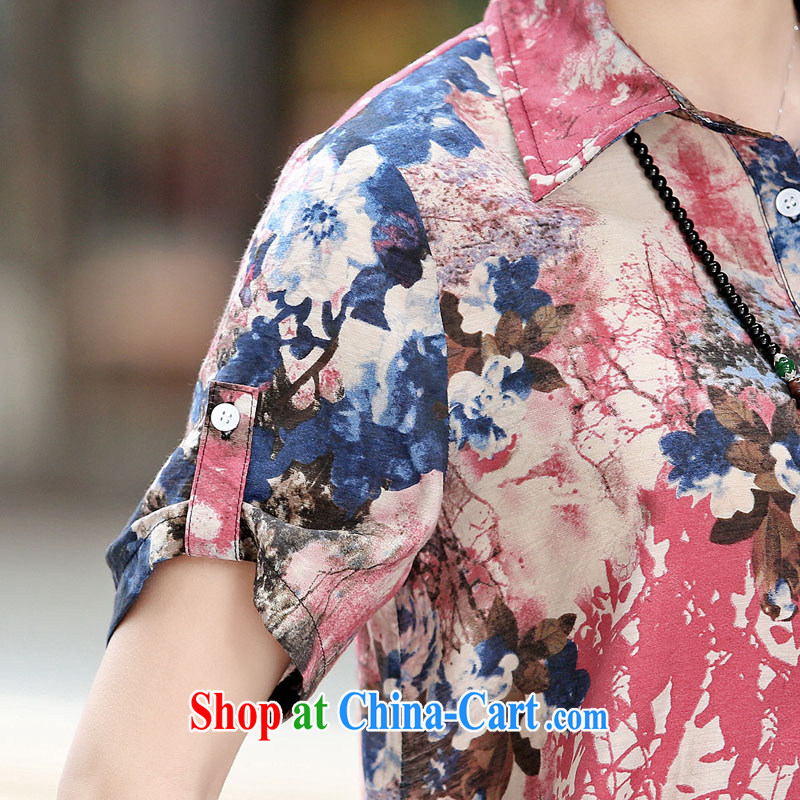 Sit back and relax, the year older women 2015 summer new Snow woven short sleeve loose stamp shirt large, mother load spring 538 ybl XXXL orchids, and relaxing, and, shopping on the Internet