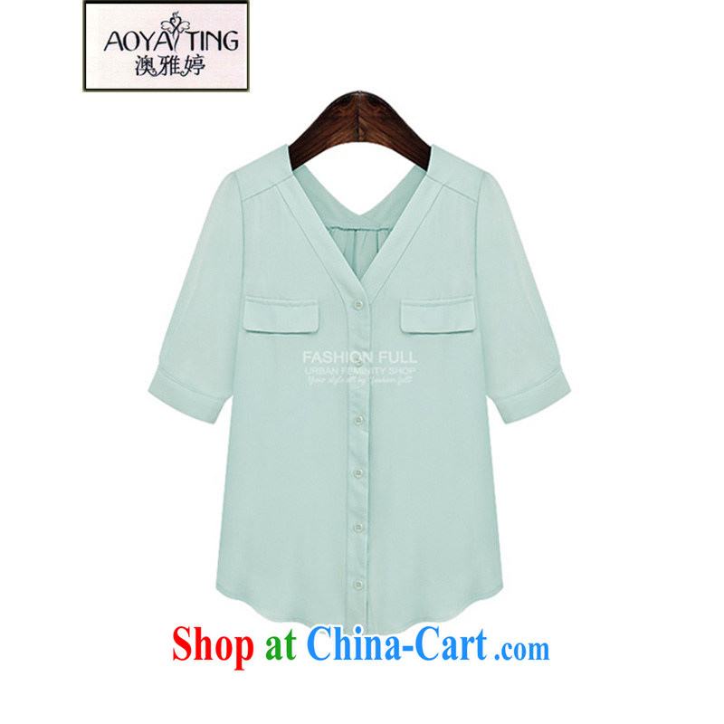 o Ya-ting 2015 New, and indeed increase, female summer fat, female video thin V collar shirt T-shirt summer white 5 XL recommends that you 175 - 200 jack, O Ya-ting (aoyating), and, on-line shopping