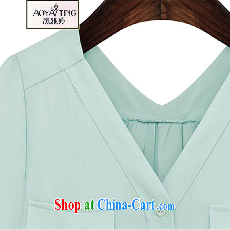 o Ya-ting 2015 New, and indeed increase, female summer fat, female video thin V collar shirt T-shirt summer white 5 XL recommends that you 175 - 200 jack, O Ya-ting (aoyating), and, on-line shopping