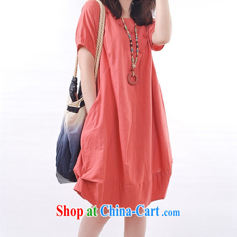 The terrace in summer 2015, the Korean women is the very casual wrinkled round-collar short-sleeve dresses leather red XXL, terrace, terrace (Harloharlo), shopping on the Internet