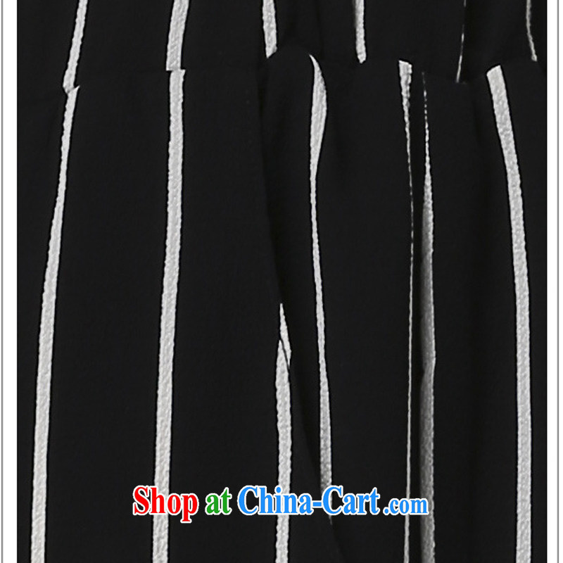 The Ting zhuangting summer 2015 new thick mm larger female black-and-white striped casual relaxed high-waist 9 pants B 009 black-and-white stripes 4 XL, Ting (zhuangting), online shopping