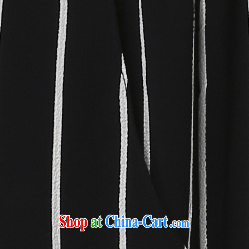 The Ting zhuangting summer 2015 new thick mm larger female black-and-white striped casual relaxed high-waist 9 pants B 009 black-and-white stripes 4 XL, Ting (zhuangting), online shopping
