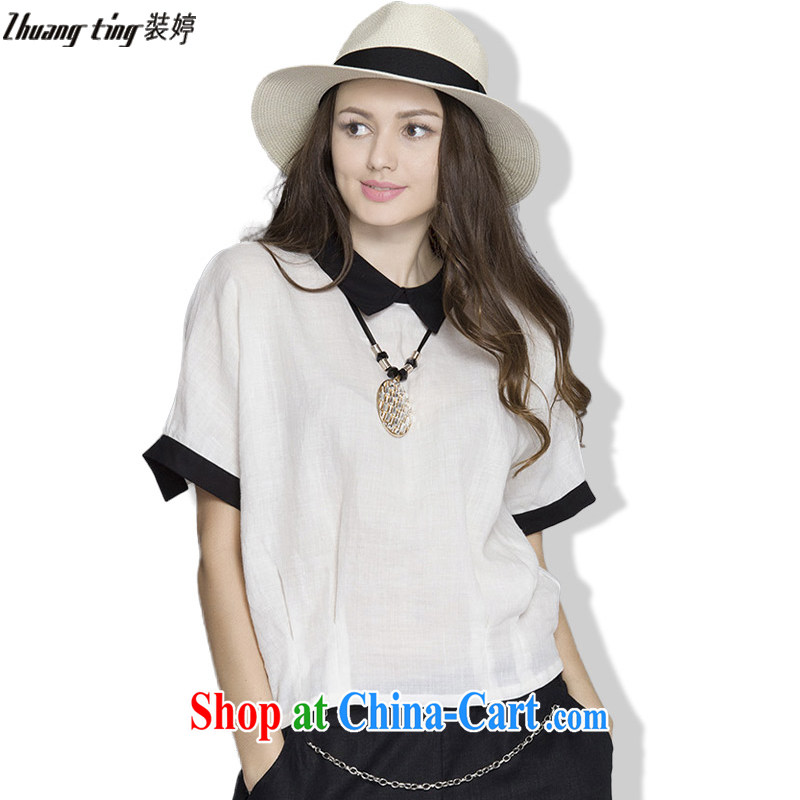 The Ting zhuangting 2015 summer new stylish European and American large code female decorated dolls, short-sleeved silk shirt shirt by 855 red XXL, Ting (zhuangting), online shopping