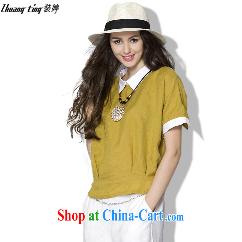 The Ting zhuangting 2015 summer new stylish European and American large code female decorated dolls, short-sleeved silk shirt shirt by 855 red XXL, Ting (zhuangting), online shopping