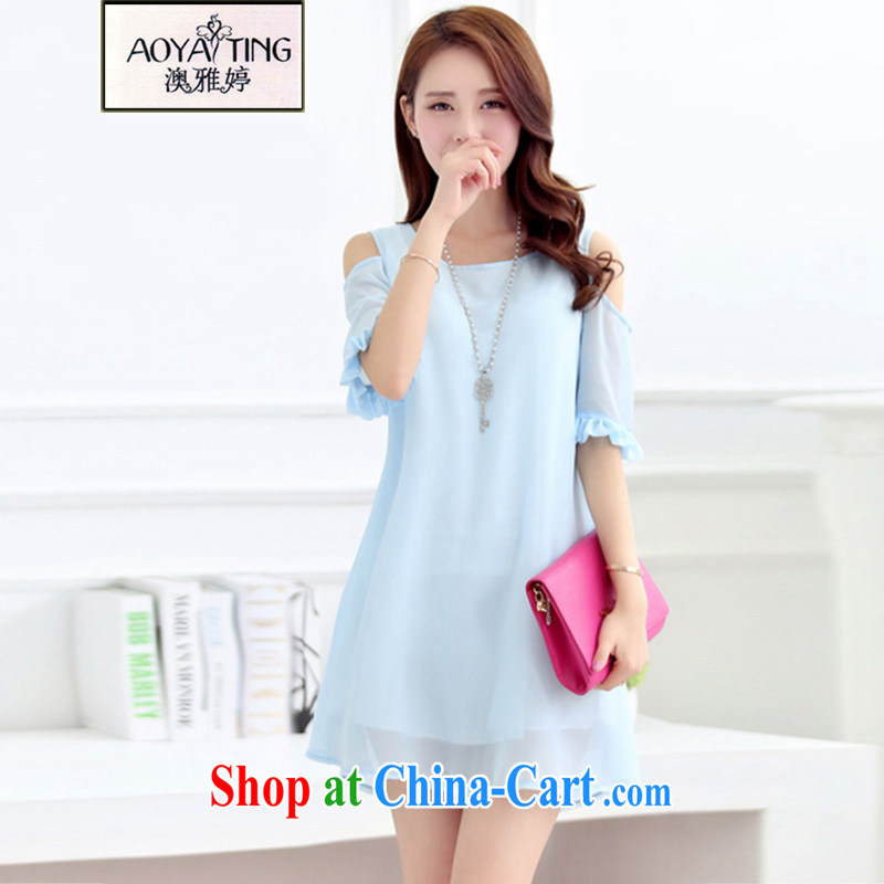 o Ya-ting 2015 New, and indeed increase, female summer thick mm video thin ice woven dresses female water blue 4 XL recommends that you 160 - 180 jack
