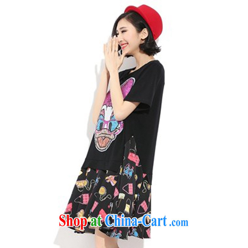 Let me clear the Advisory Committee Summer in Europe and America is indeed the XL women mm thick loose video thin, long, stitching T shirt short-sleeved double-yi skirt black relaxed, code, made the Advisory Committee (mmys), online shopping