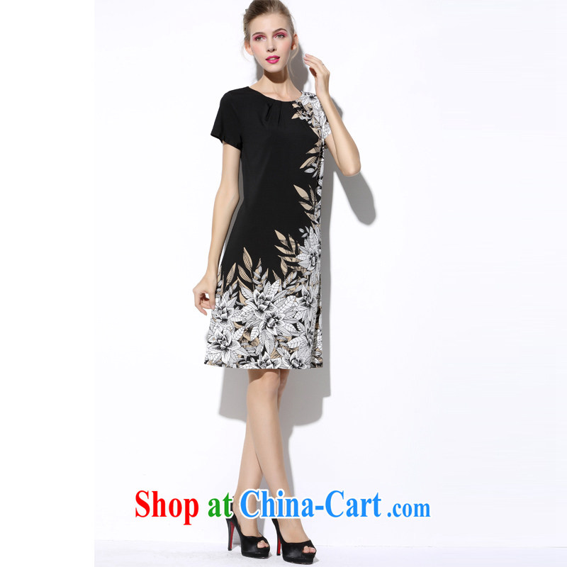 She considered the Code women dress thick sister in Europe and high-end 2015 summer thick girls with graphics thin, the fat increase 200 Jack further skirt picture color L, consider Elizabeth (LISHA), shopping on the Internet
