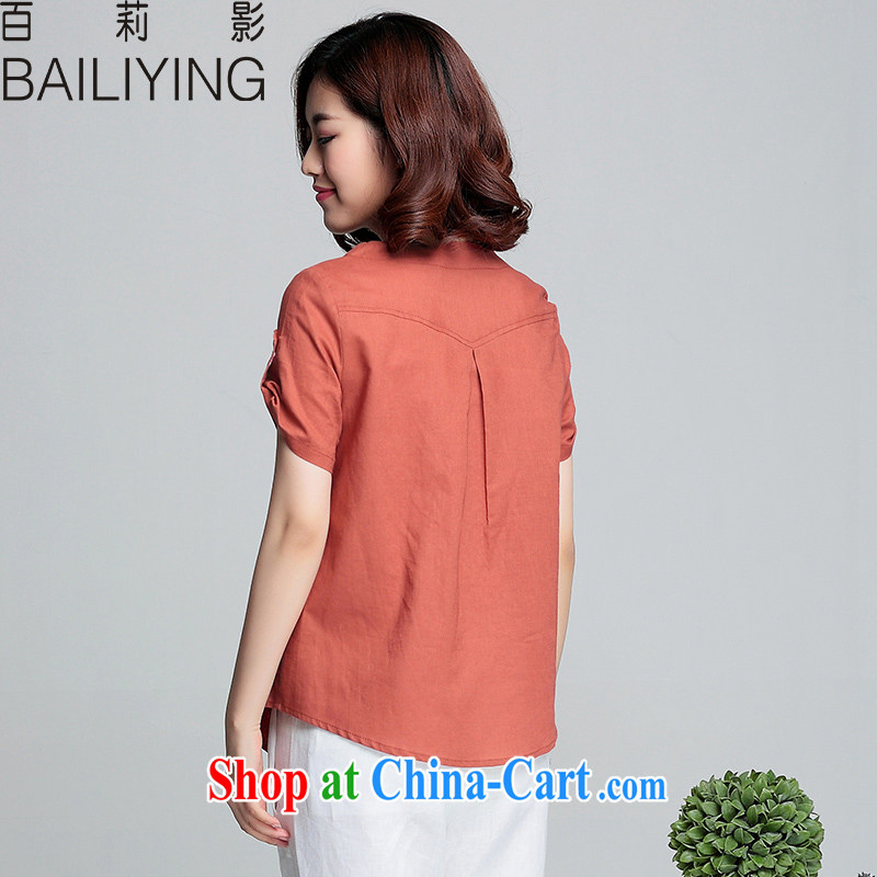 100 Julie shadow the Code women 2015 summer new, short-sleeved shirt arts cotton the thick mm shirt T-shirt red-orange 3 XL - recommendations 140 - 160 jack, 100 Li (BAILIYING), shopping on the Internet