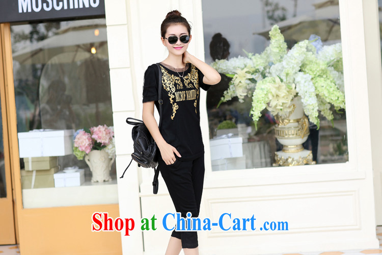 Van City, indeed increase, female fat mm summer thick sister Korean two-piece short sleeve kit 2015 new products, apparel package mail black 2 XL pictures, price, brand platters! Elections are good character, the national distribution, so why buy now enjoy more preferential! Health