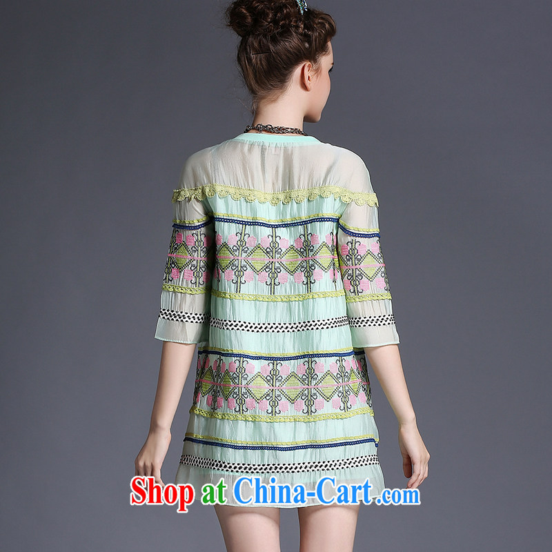 The Connie was a high-end European and American and indeed increase, female 200 Jack 2015 summer new ethnic wind embroidered loose 7 cuff A field dresses G 681 honeydew 4 XL, Connie dreams, shopping on the Internet