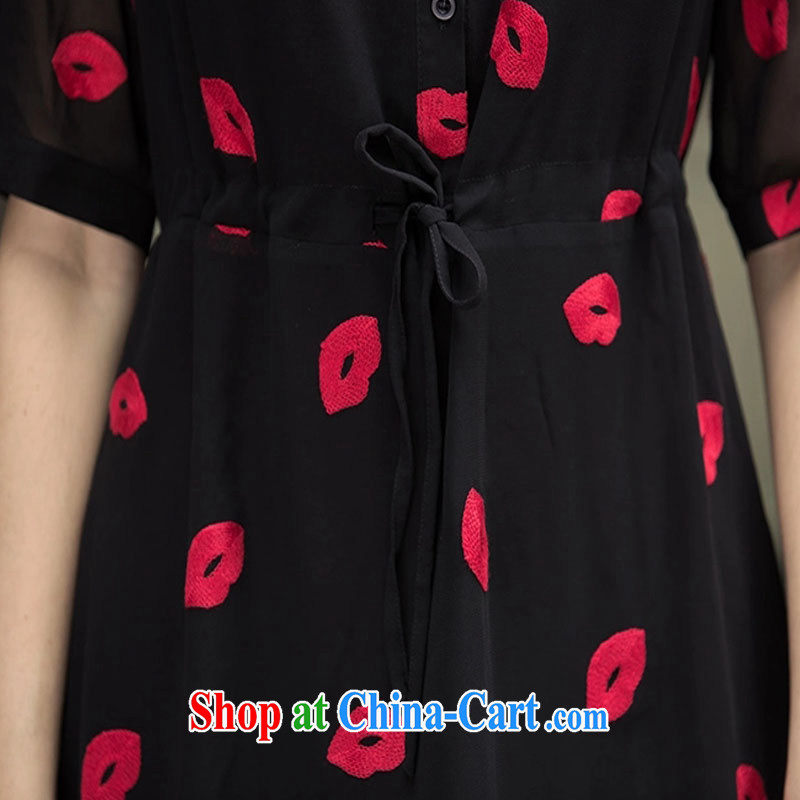 Tang - the United States and Europe, female summer new short-sleeved loose lips, long, snow-woven shirts fat Black/L 8106 XL 4 165 - 175 jack, Tang, and shopping on the Internet