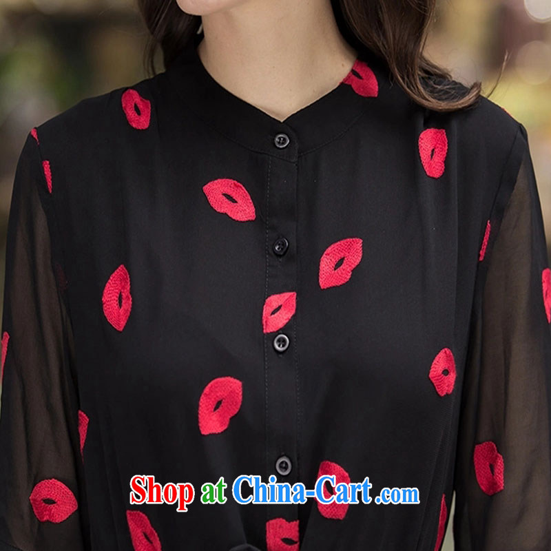 Tang - the United States and Europe, female summer new short-sleeved loose lips, long, snow-woven shirts fat Black/L 8106 XL 4 165 - 175 jack, Tang, and shopping on the Internet