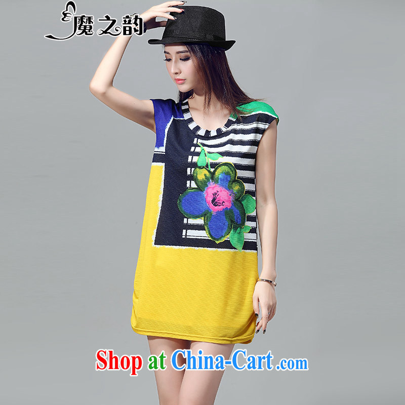 Magic of the 2015 summer new, thick, thick sister larger female graphics thin, knocked color stamp duty-dress suit 82,056 XXXXL