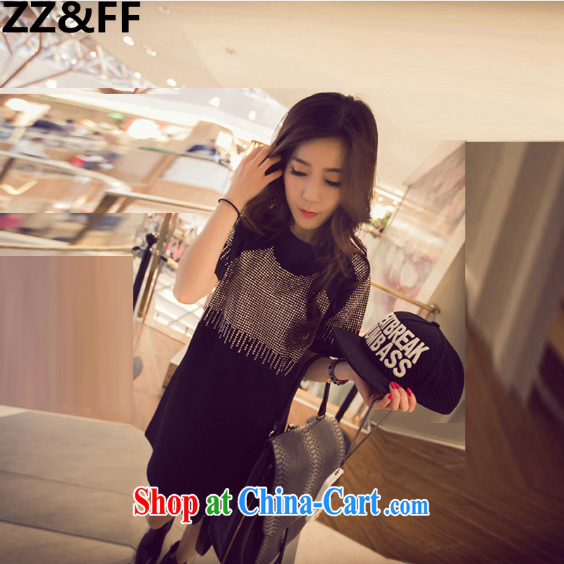 ZZ _FF 2015 Korean summer flow in Europe and America, hot, short-sleeved large, thick MM dresses girls in long T shirt picture color XXXL _165 - 200 _ jack