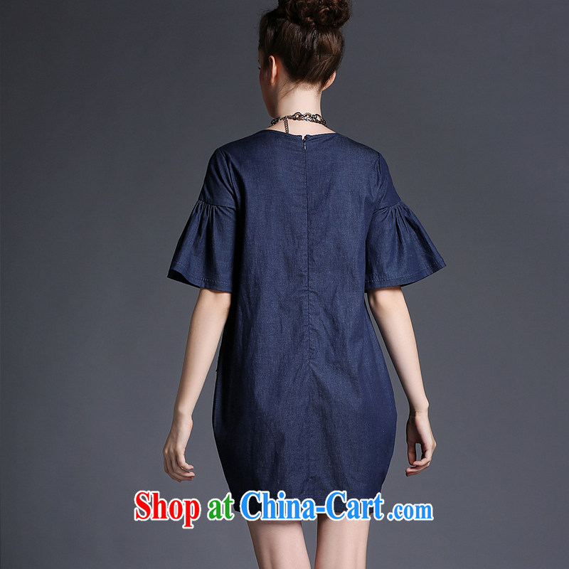 denim dress 200 jack and ventricular hypertrophy, female 2015 summer new mm thick loose yellow XL (62 - 67 ) KG, colorful, and shopping on the Internet