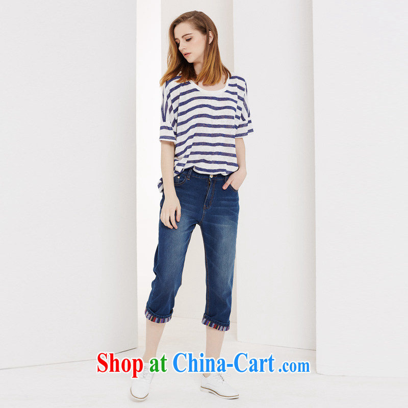 Crescent set new, larger female female Trouser press 7 pants new products on a new summer 2015 new high-waist jeans 7 pants thick MM 200 Jack leisure jeans blue 40 yards, crescent moon, and shopping on the Internet