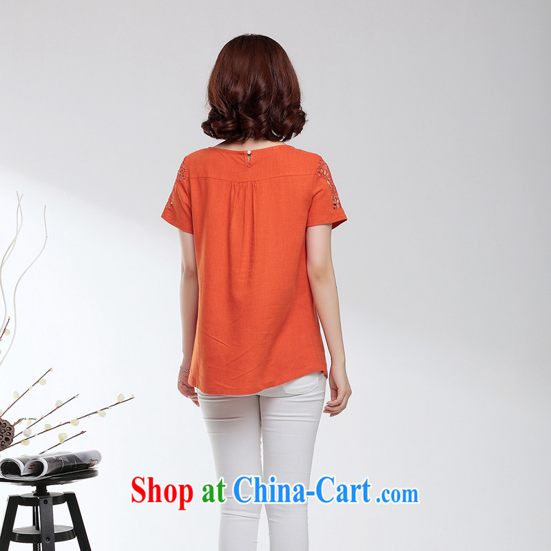 Air Shu Diane 2015 new, middle-aged mother with loose the code female cotton Ma T-shirt girls short-sleeved 5021 orange XL, aviation Shu Diane, shopping on the Internet