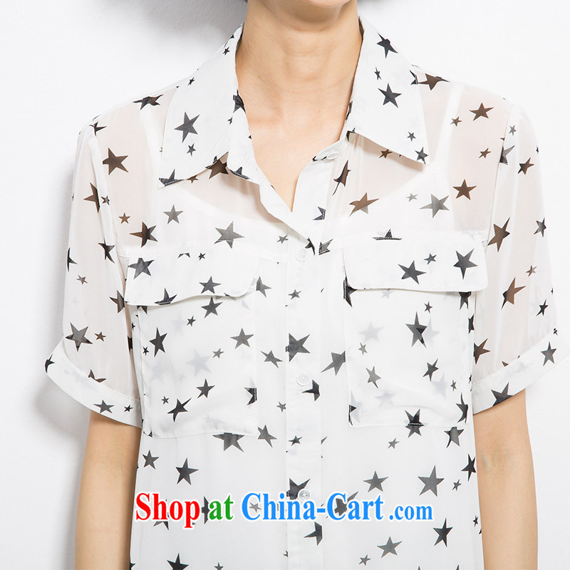Eternal show the code women snow woven shirts thick sister 2015 summer new thick mm thick, graphics thin, the fat XL Stars stamp loose shirt white 3XL, eternal, and the show, and online shopping