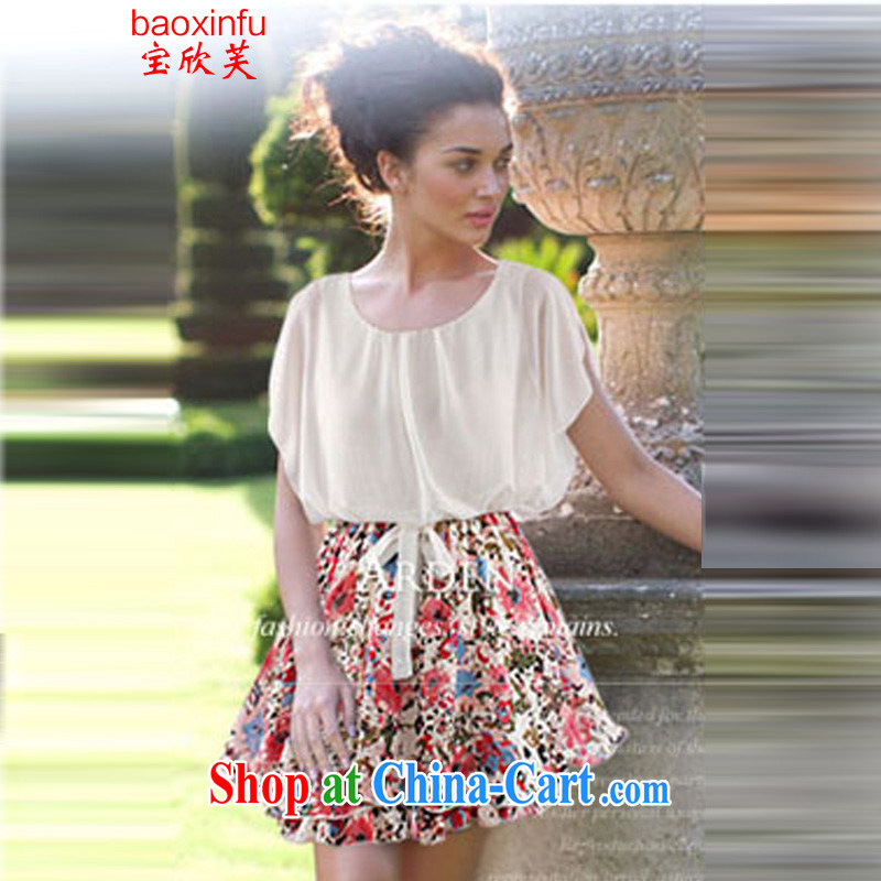 Baoxinfu summer 2015 in Europe and the Code thick MM stitching snow woven dresses women 5123 picture color XXXXXL, Baoxinfu, shopping on the Internet