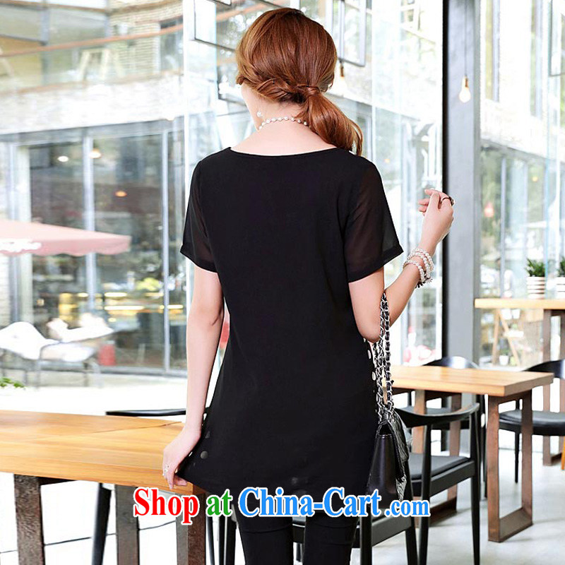 Mephidross economy honey, XL video thin woman with thick mm summer new 2015 Korean mother with snow woven graphics thin waves, short-sleeved dress 2652 black 5 XL (recommendations 180 - 200 jack) Mephitic economy honey (MENTIMISI), online shopping